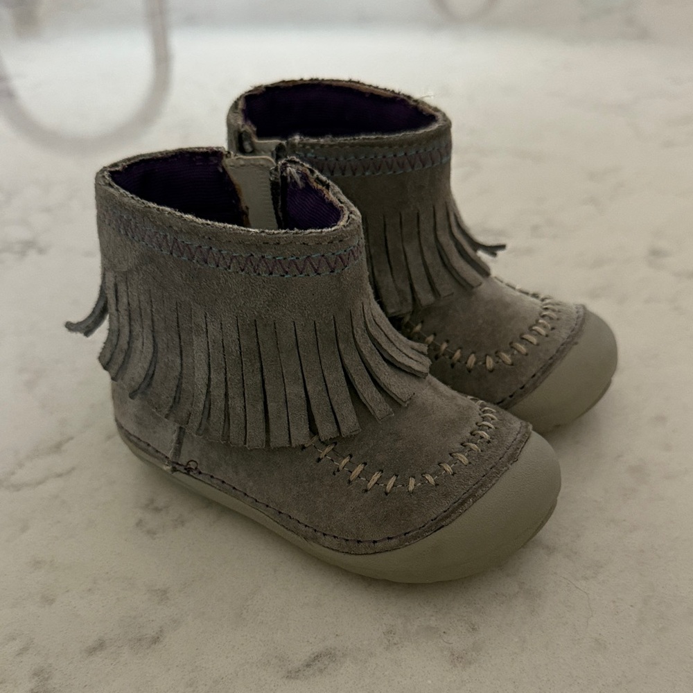 Stride Rite Gray Kids Fringe Boots